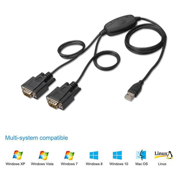 Dual DB9 male to USB serial cable